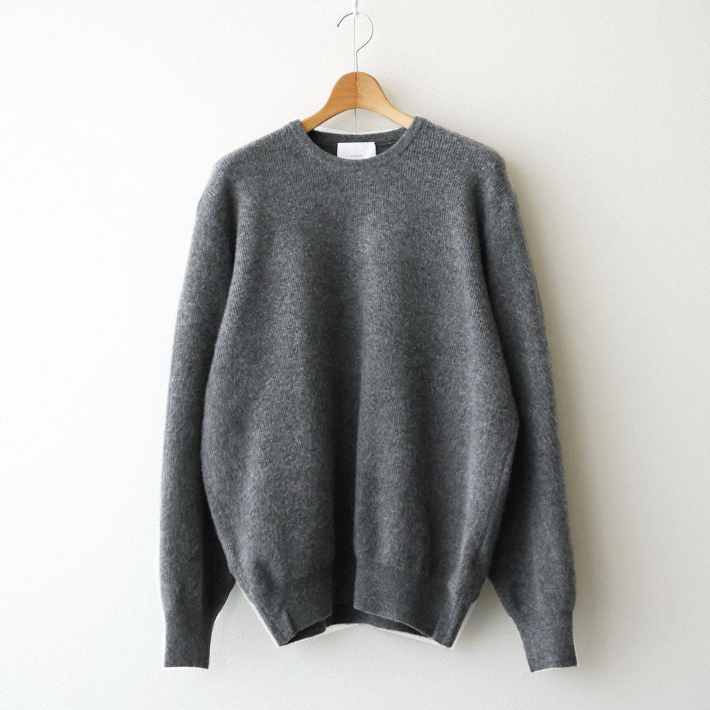 SUPER FINE WOOL MILLED KNIT CREW NECK LS #GREY [ST.1639]