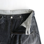 Selvage Denim Belted Pants #BLACK_LIGHT FADE [GU253-40064LB]