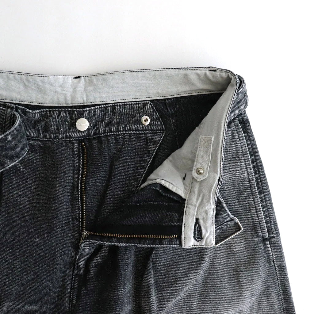 Selvage Denim Belted Pants #BLACK_LIGHT FADE [GU253-40064LB]