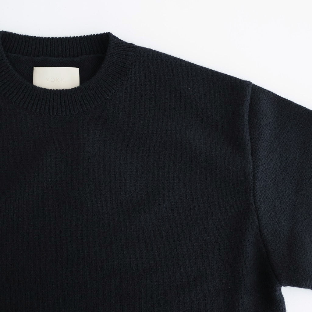 Suede Leather Elbow Patch Sweater #BLACK [YK25FW01108S]