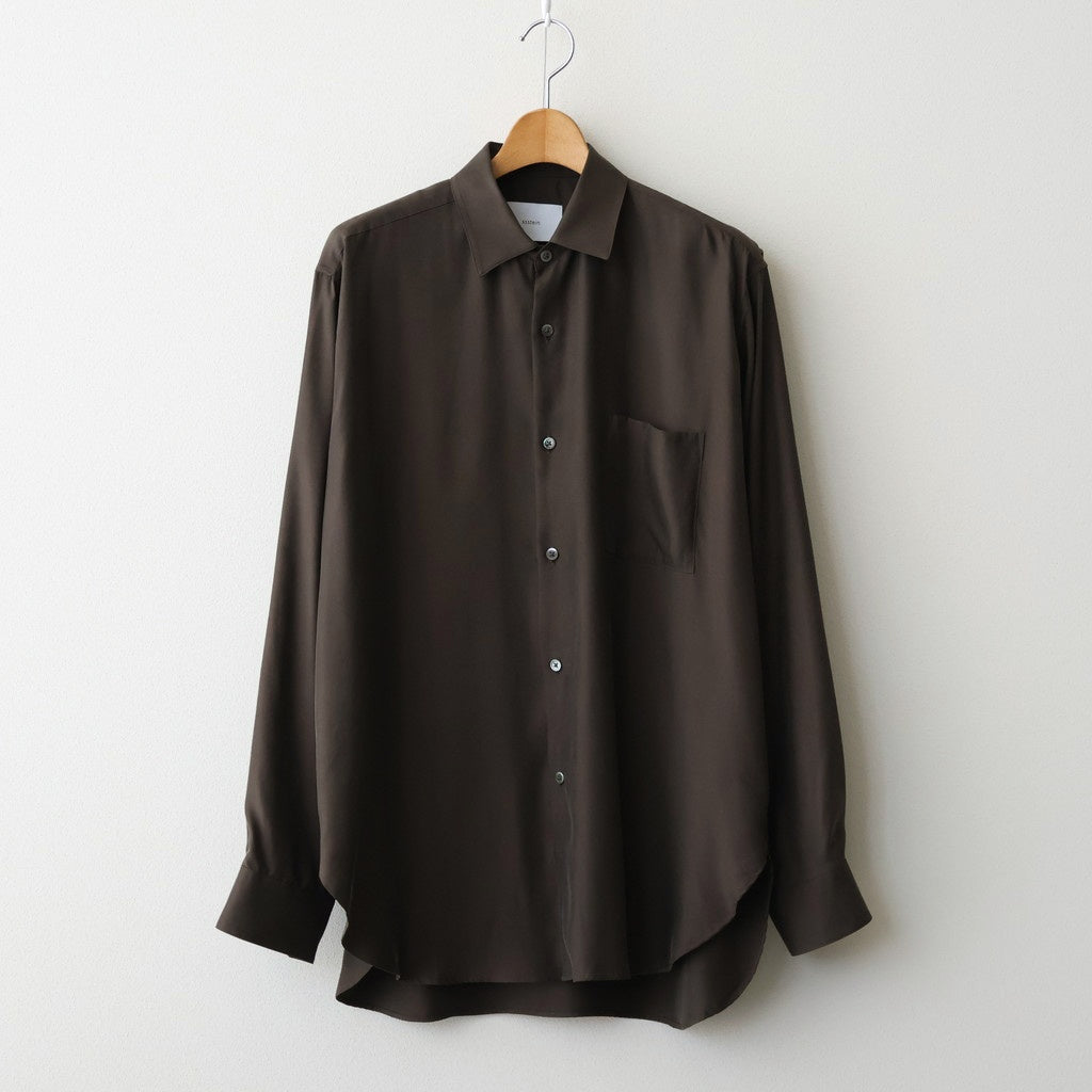 CUPRO TWILL OVERSIZED LS SHIRT #DARK BROWN [ST.1459]