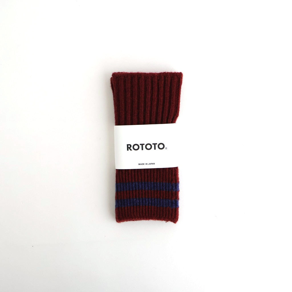 STRIPE SEAMLESS HAND WARMER ”MERINO LAMBS WOOL” #MAROON/NAVY BLUE [R5092-AW25]