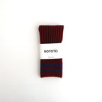 STRIPE SEAMLESS HAND WARMER ”MERINO LAMBS WOOL” #MAROON/NAVY BLUE [R5092-AW25]