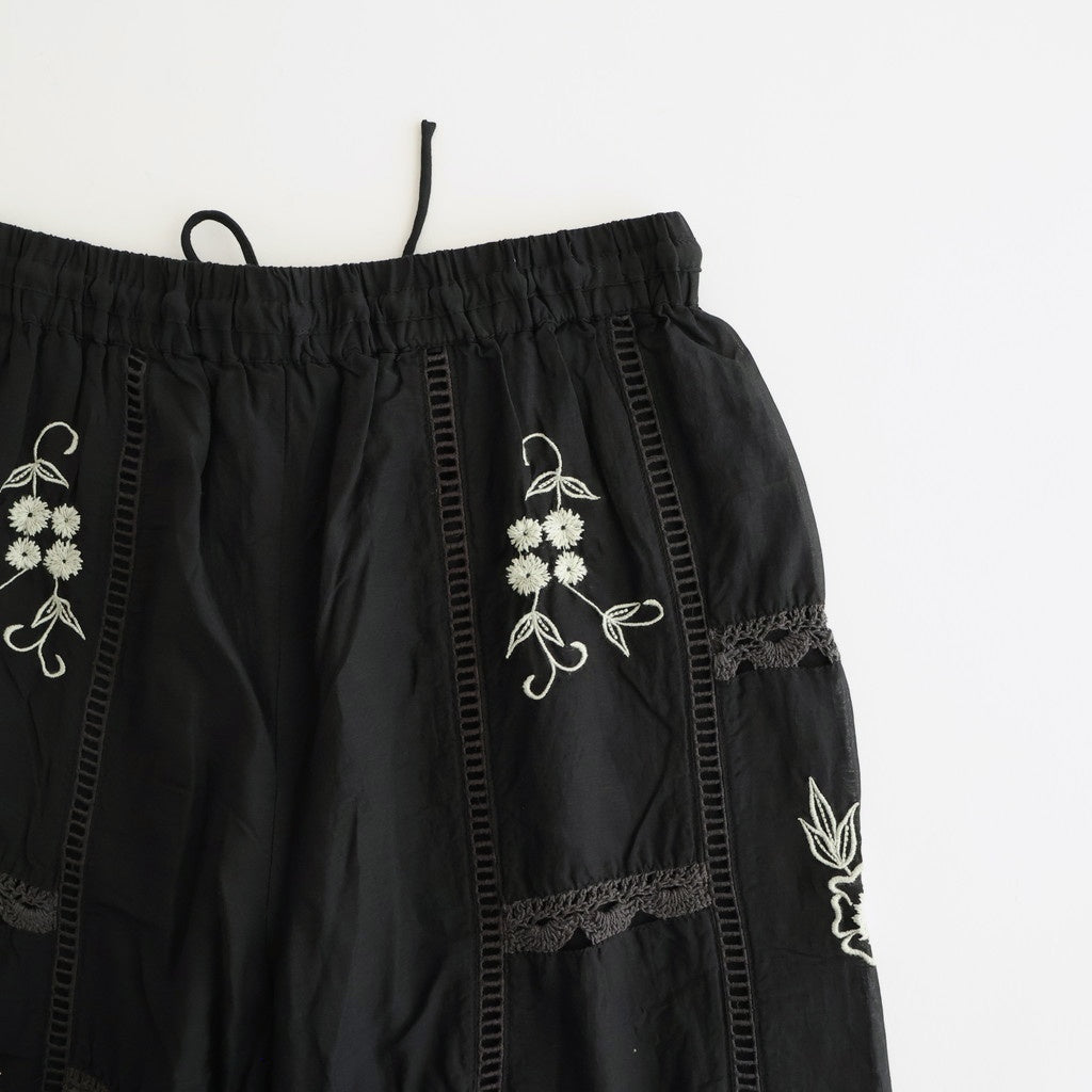 Embroidery Patchwork Trousers #BLK [12610719]