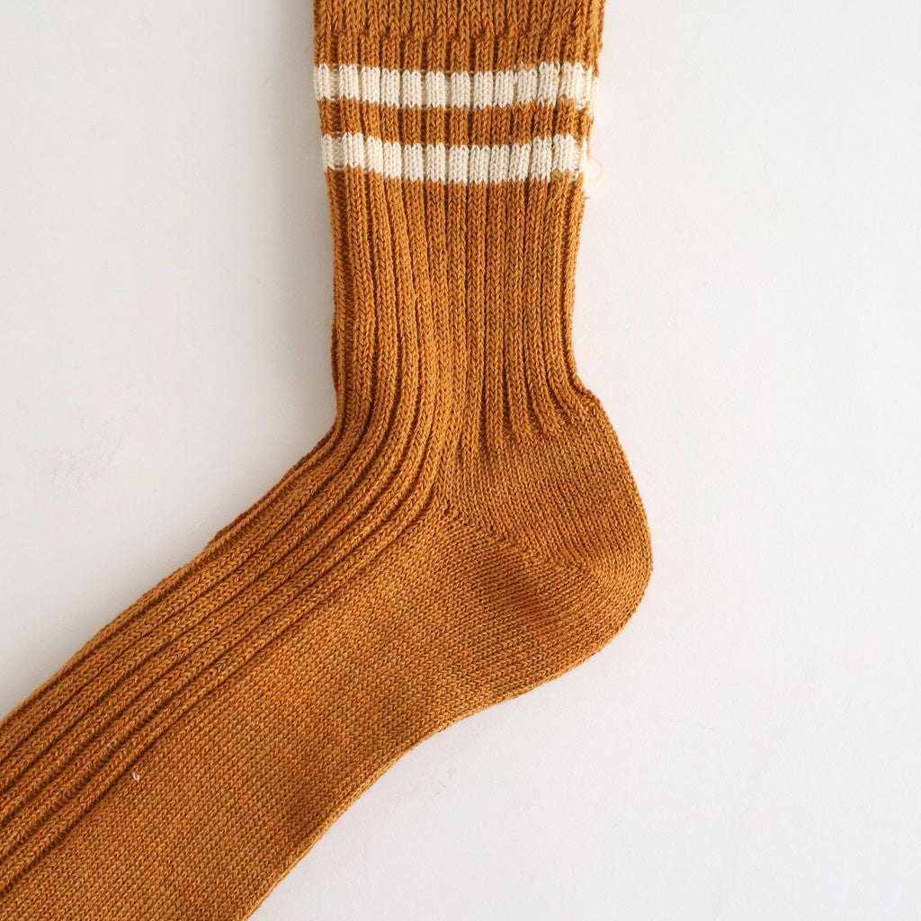 HEMP ORGANIC COTTON STRIPE SOCKS #SUNSETGOLD/WHITESAND [R1468-SS26]