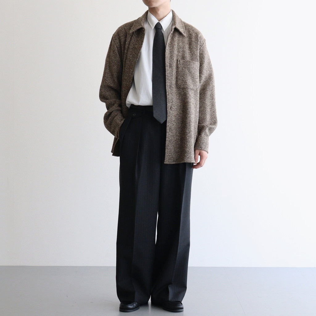 HOMESPUN TWEED SHIRT BLOUSON #BROWN [A25AB02HT]