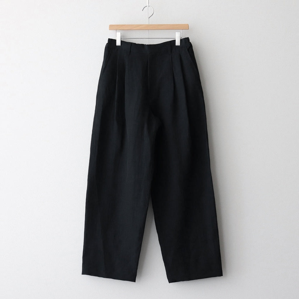 LI/NY POPLIN WIDE EASY TROUSERS #BLACK [ST.1117]