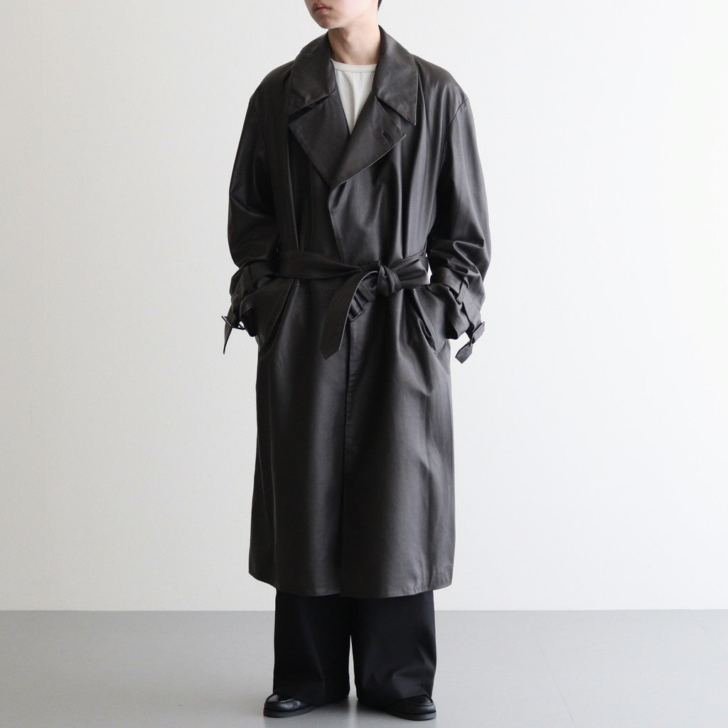 LEATHER DOUBLE BREASTED COAT #DARK BROWN [YK24FW0747C] – ciacura