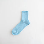LINEN COTTON RIBBED ANKLE SOCKS #SKY BLUE [R1462-SS26]