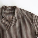 AIRY LIGHT COTTON CHECK P/O SHIRT #BROWN GINGHAM CHECK [A25SS02GC]