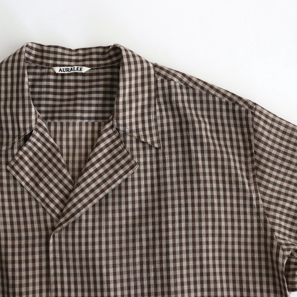 AIRY LIGHT COTTON CHECK P/O SHIRT #BROWN GINGHAM CHECK [A25SS02GC]