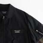 綿ナイロンバックサテン×多素材MIX ブルゾン #BLACK×MIX [HO-J023-051]