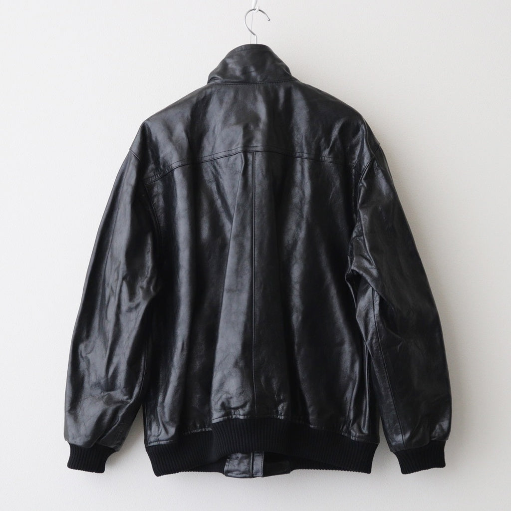 LAMB LEATHER ZIP BLOUSON #BLACK [A25AB01WX]