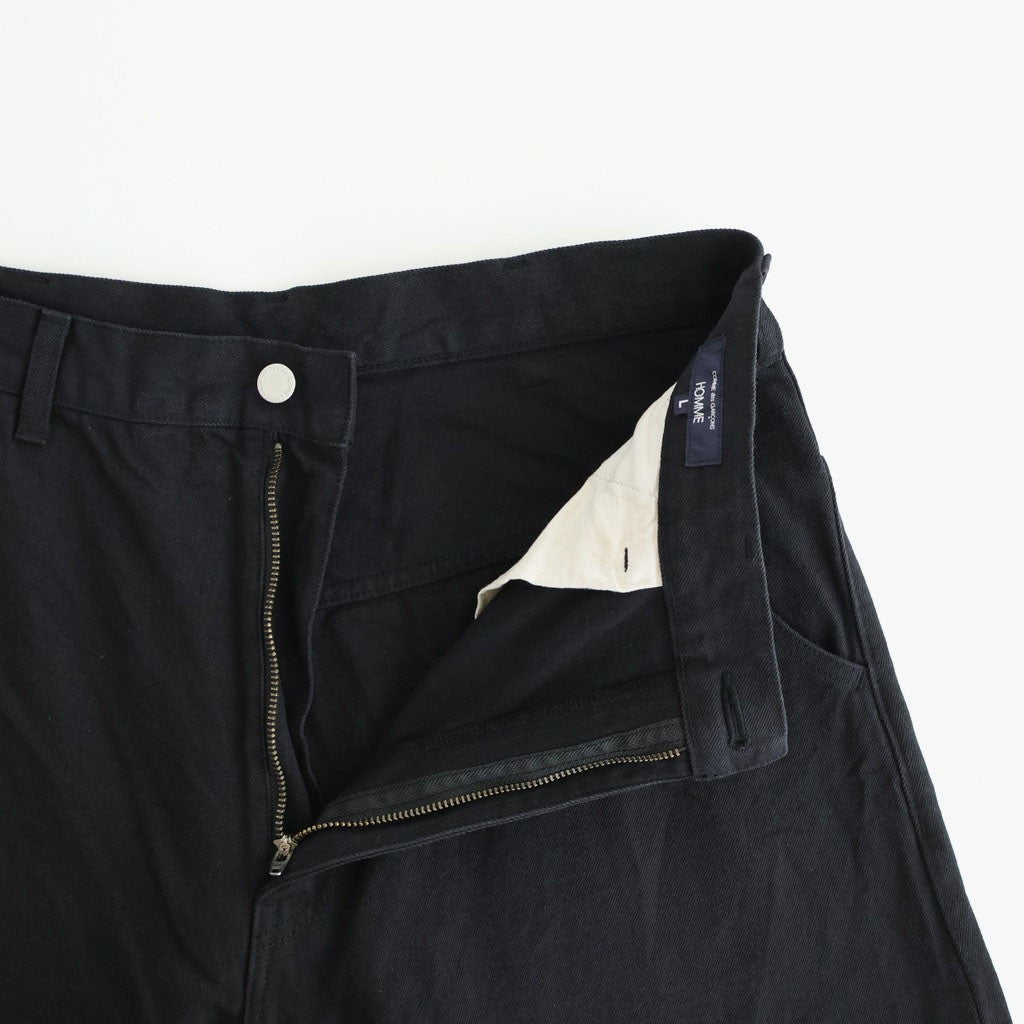 綿デニム 製品洗い ワイドパンツ #BLACK [HQ-P015-051]