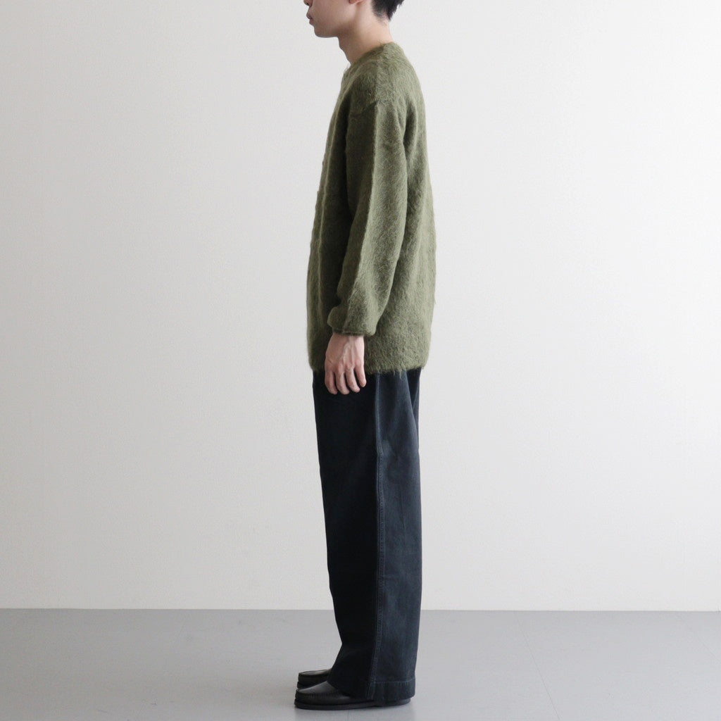 BRUSHED SUPER KID MOHAIR KNIT P/O #OLIVE [A25AP02KM] – ciacura