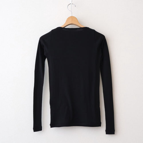 SUPER HIGH GAUGE SHEER RIB BOAT NECK L/S TEE #BLACK [A00T05HF]