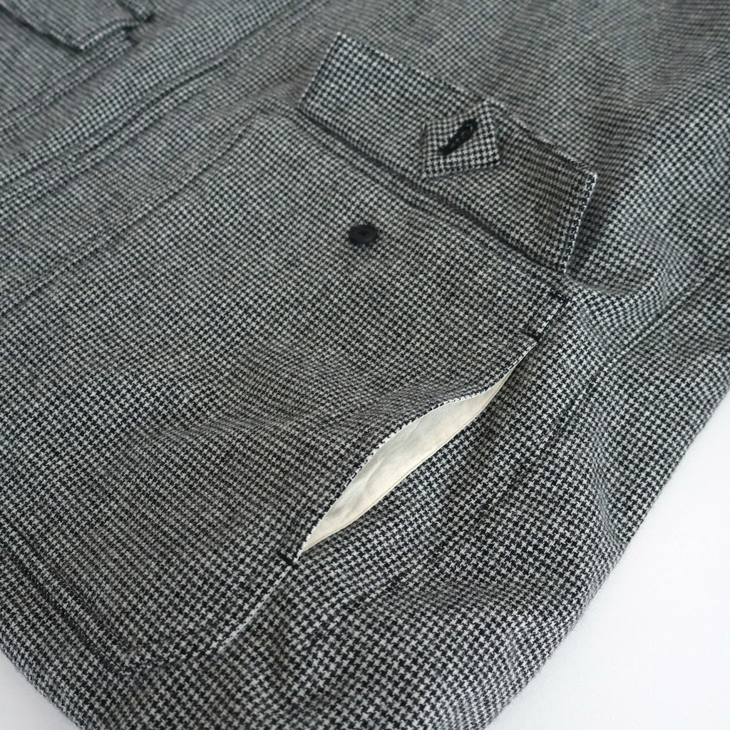 FDRSJK - ウール・千鳥 フロントジップジャケット #09 White × Black [SN_FR1403JK]