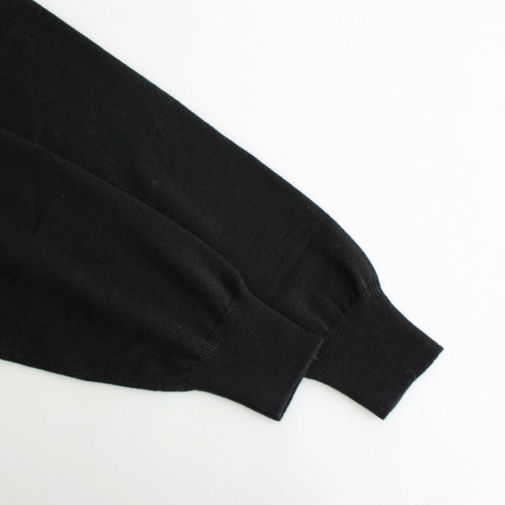 CASHMERE SILK WOOL KNIT POLO #BLACK [A24AP02SK]