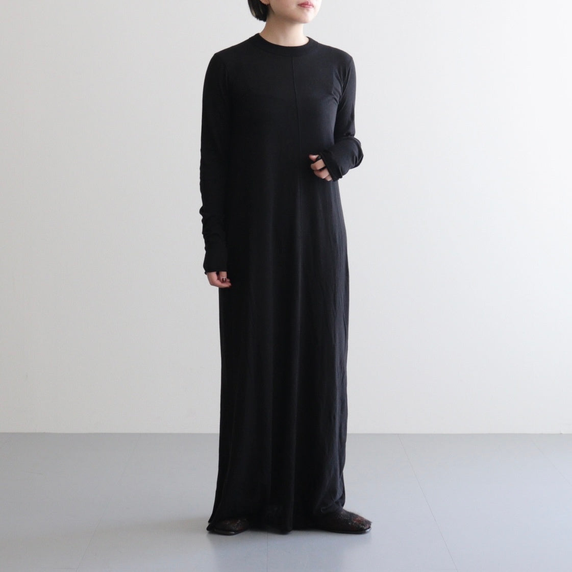 Cotton Cashmere Dress #BLACK [I25AW-CUT5]