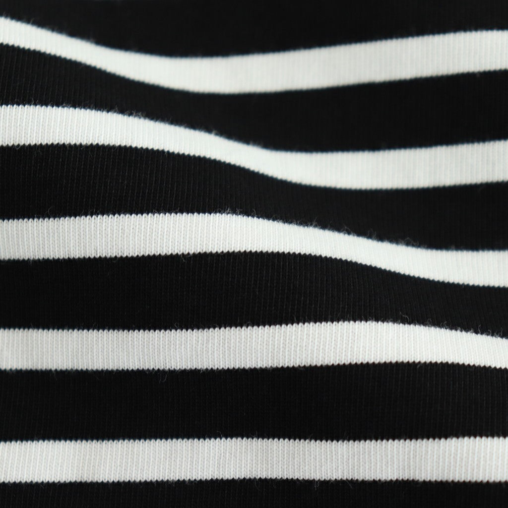 FBSBTF - 微強撚綿天竺 ボートネックロンT #98 BK base×WH bd [SN_FR0907TF]