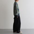 MOHAIR BORDER SWEATER #YELLOW×PEACOCK [YK24FW0824S]