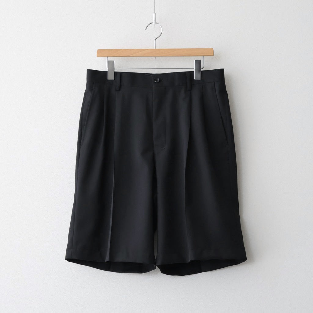 Melange Herringbone Pleated Wide Shorts #BLACK [GM261-40333]