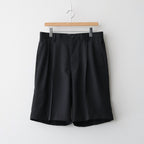 Melange Herringbone Pleated Wide Shorts #BLACK [GM261-40333]