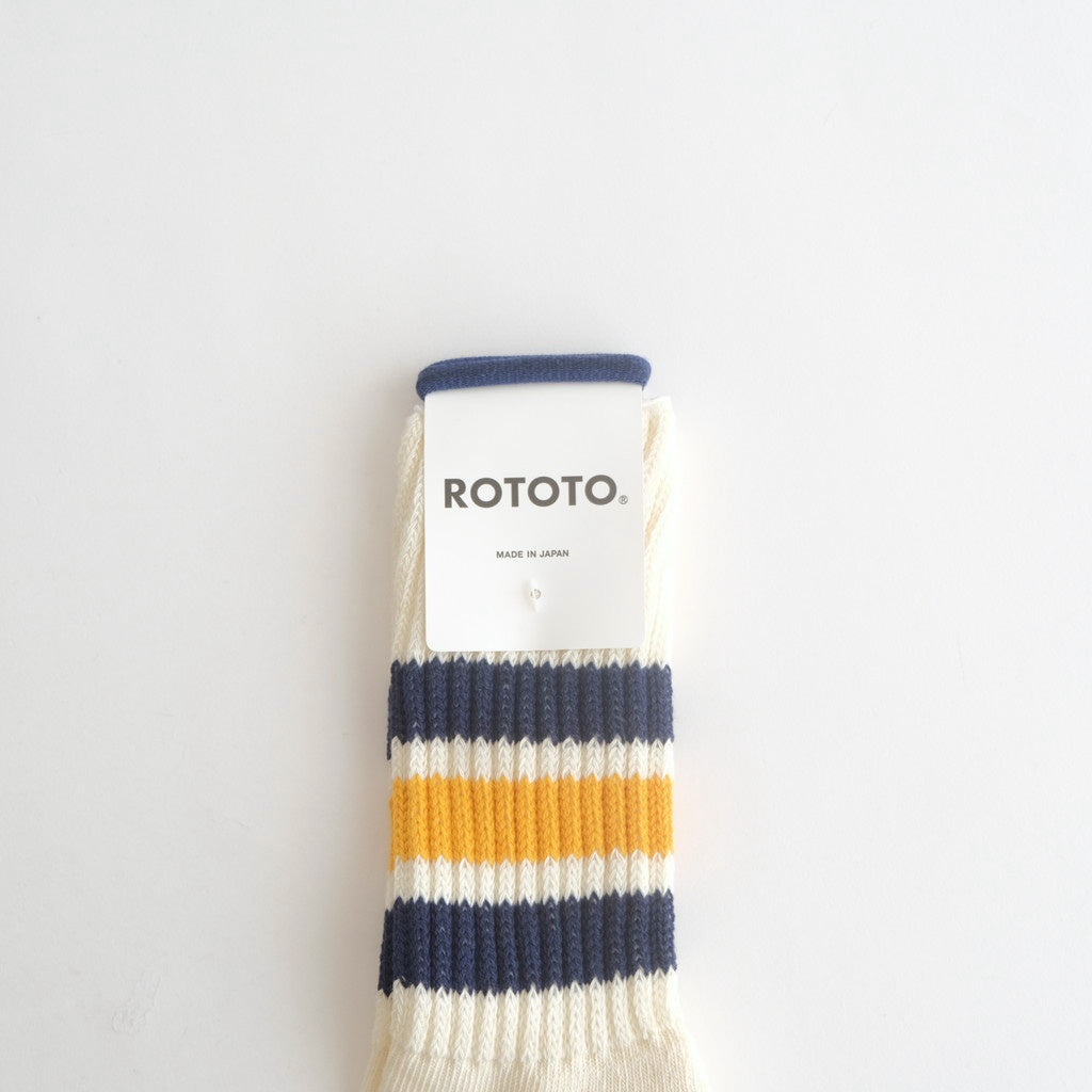 COARSE RIBBED OLDSCHOOL CREW SOCKS #NAVY/YELLOW [R1255-AW25]