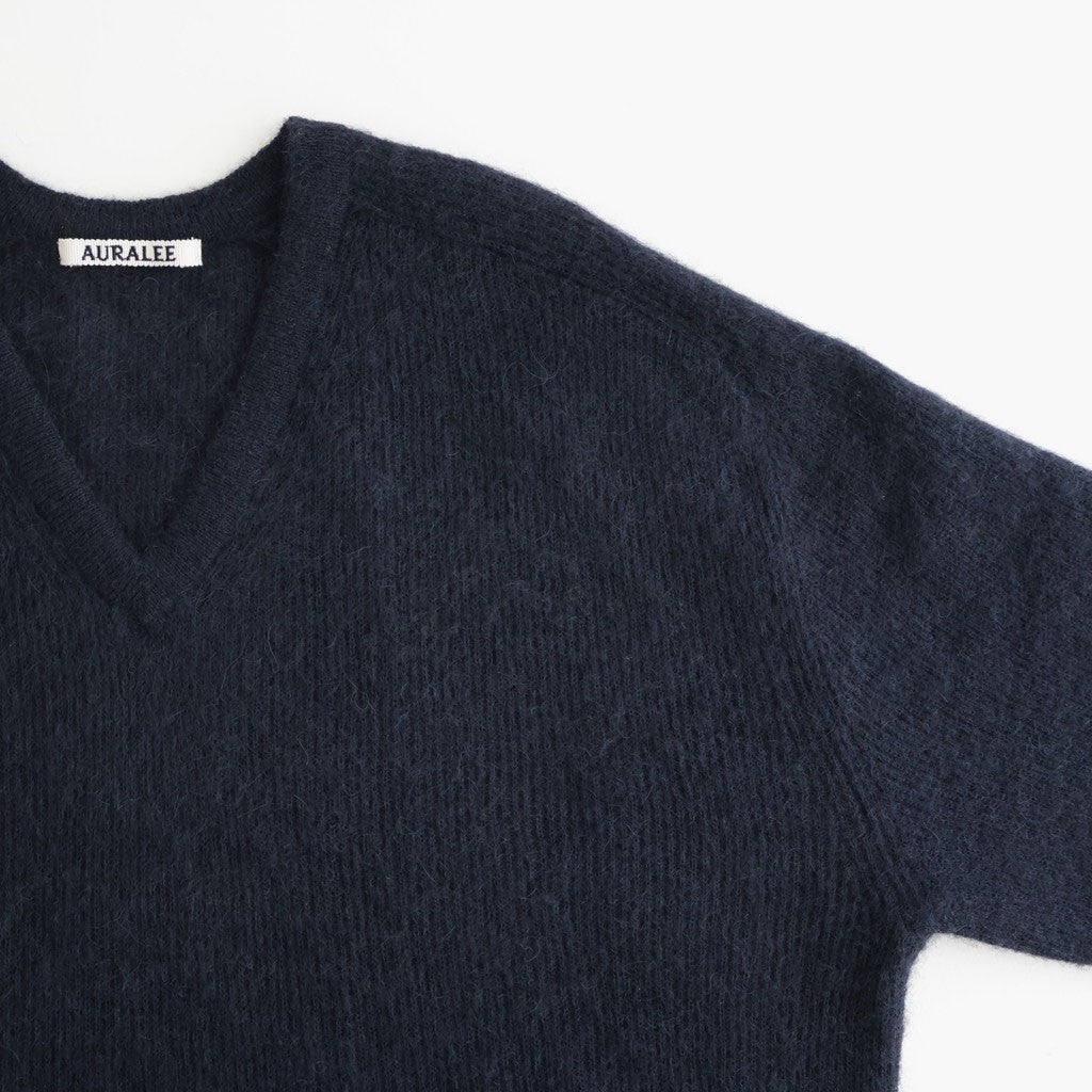 BABY SURI ALPACA SHEER KNIT V-NECK P/O #NAVY [A26AV03AK]