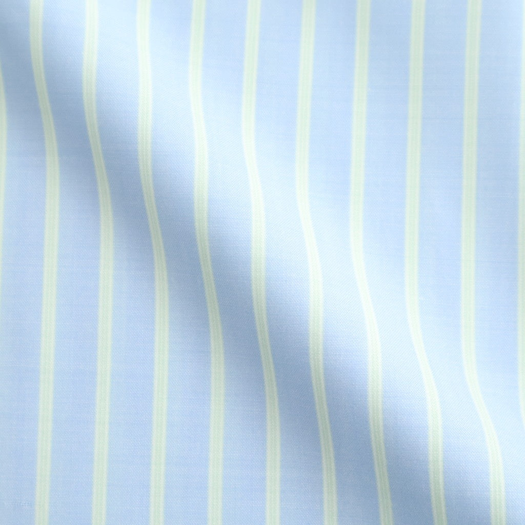 SUPER FINE WOOL STRIPE SHIRT #SAX BLUE LIME STRIPE [A26SS02WW]