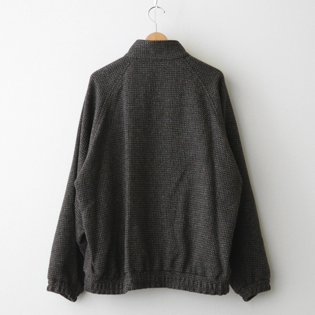 ALPACA WOOL SILK TWEED ZIP BLOUSON #GRAY BROWN HAIRLINE [A25AB03LS]