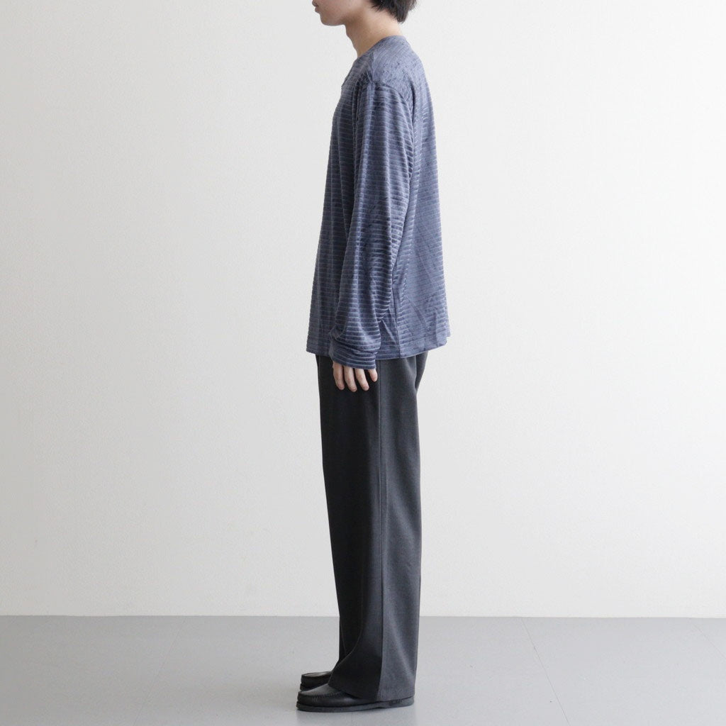 Velour Border Long Sleeve Tee #BLUE [I26SS-CUT13]