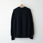 BATONER ウール梳毛片畔 ブリーチ加工 セーター #NAVY [HR-N001-051]