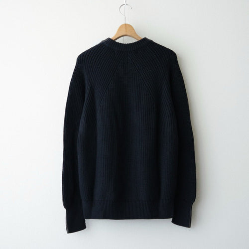BATONER ウール梳毛片畔 ブリーチ加工 セーター #NAVY [HR-N001-051]