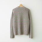 SHETLAND WOOL CASHMERE RIB KNIT P/O #LIME PURPLE STRIPE [A26AP01SB]