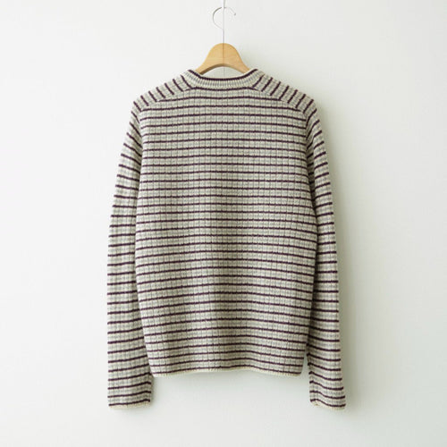SHETLAND WOOL CASHMERE RIB KNIT P/O #LIME PURPLE STRIPE [A26AP01SB]