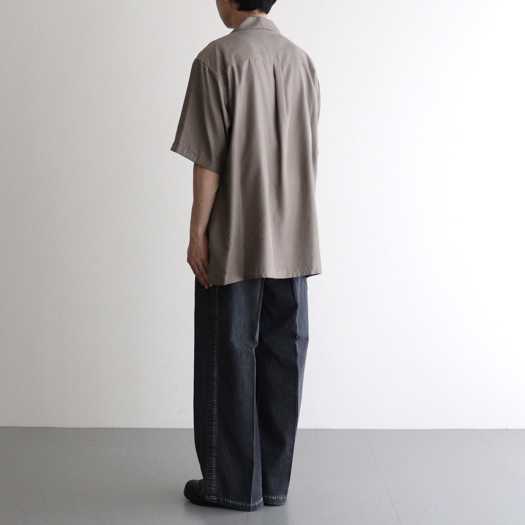 CUPRO TWILL OVERSIZED OPEN COLLAR SS SHIRT #TAUPE [ST.1153