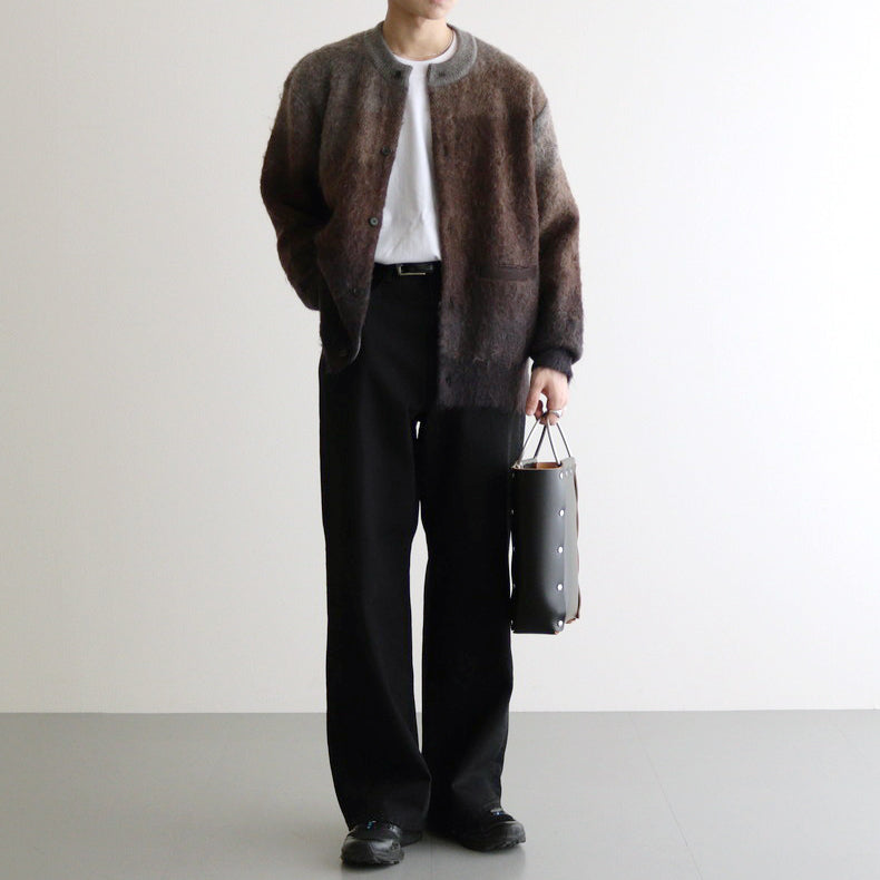 GRADATION MOHAIR KNIT CARDIGAN #BROWN CREAM GRADATION [ST.1002]