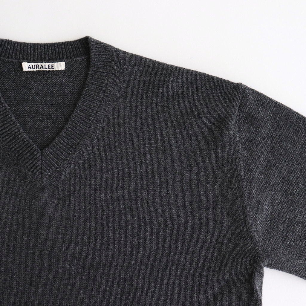 LIGHT CASHMERE KNIT V-NECK P/O #CHARCOAL [A25AV03CJ]