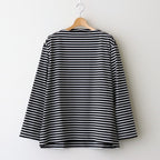 FBSBTF - 微強撚綿天竺 ボートネックロンT #98 BK base×WH bd [SN_FR0907TF]