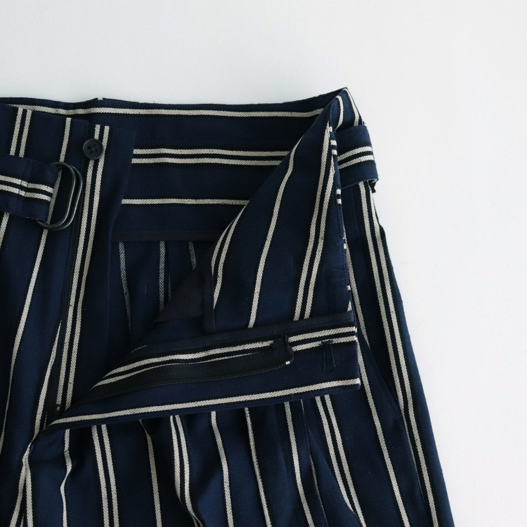 STRIPE BELTED WIDE LEG TROUSERS #NAVY [YK24SS0641P]
