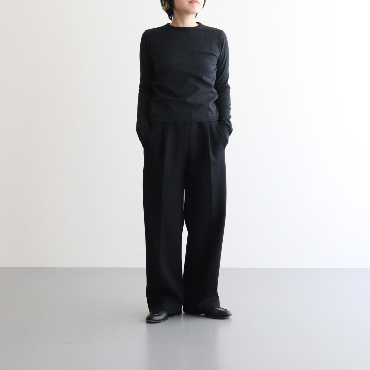 HIGH TWIST WOOL KNIT P/O #CHARCOAL [A25AP05CK] – ciacura