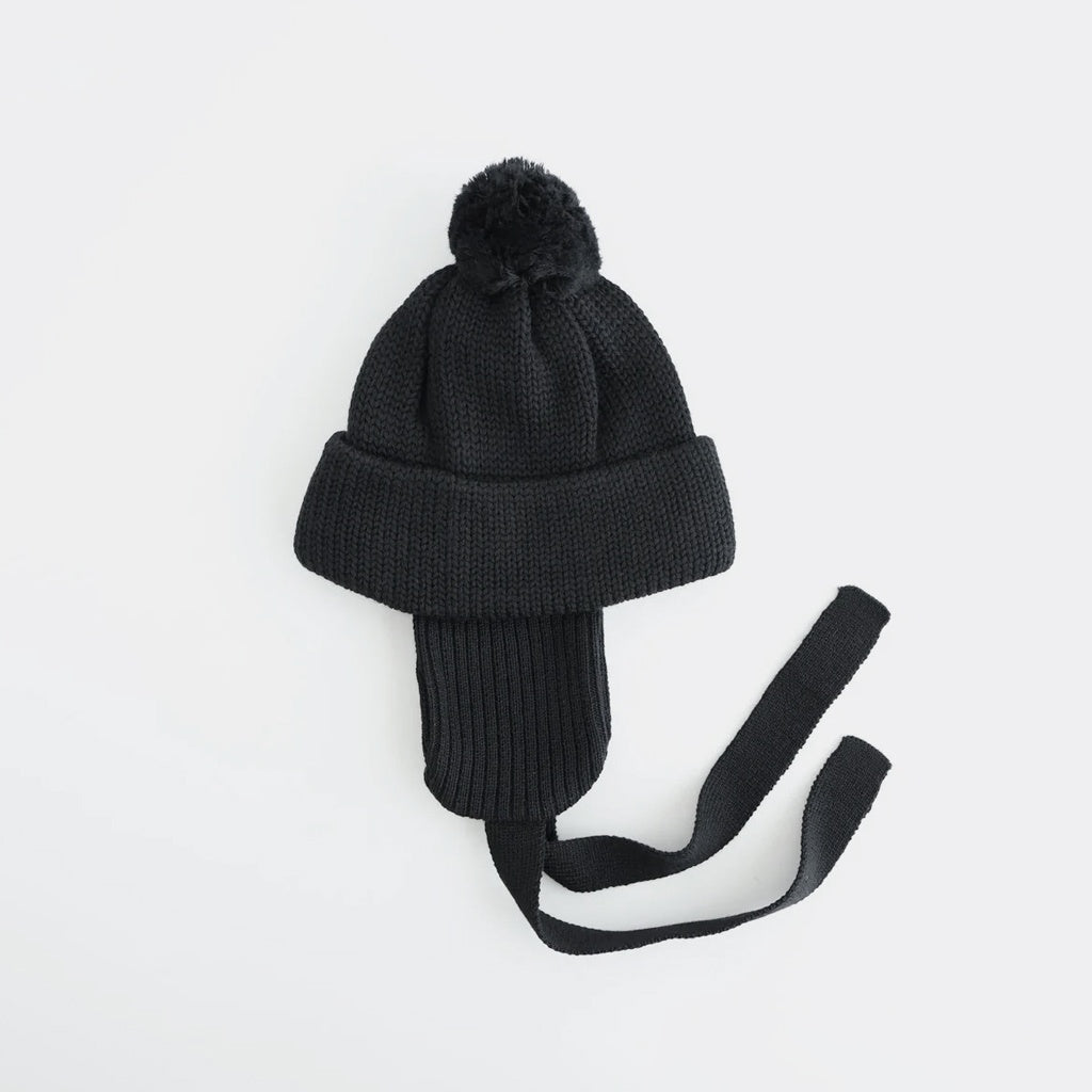 WOOL STANDARD KNIT - 梵天/耳付き #BLACK [NO.28254]