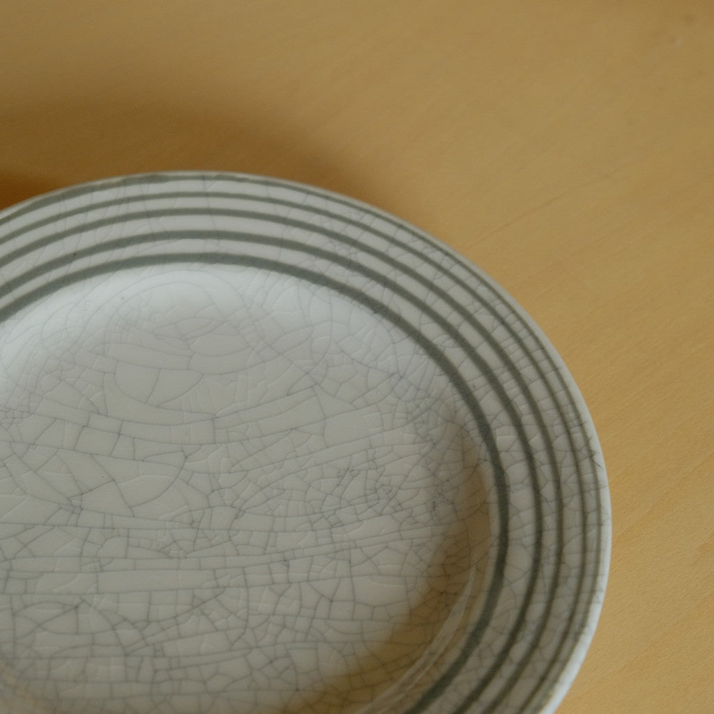 リム皿 貫入 #グレー流し