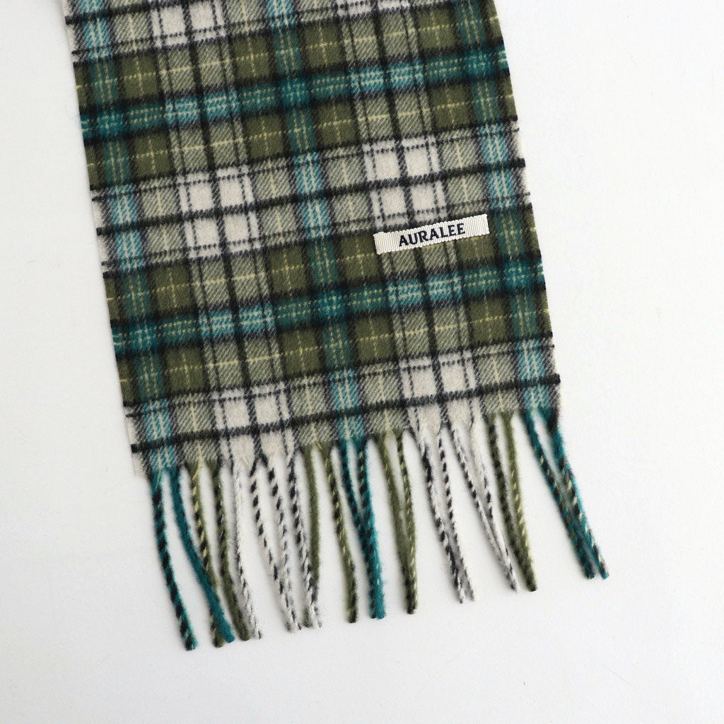CASHMERE CHECK LONG STOLE #MOSS GREEN CHECK [A26AM02SL]