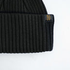 BATONER ウール梳毛リブ ブリーチ加工 ニットキャップ #BLACK [HR-N005-051]