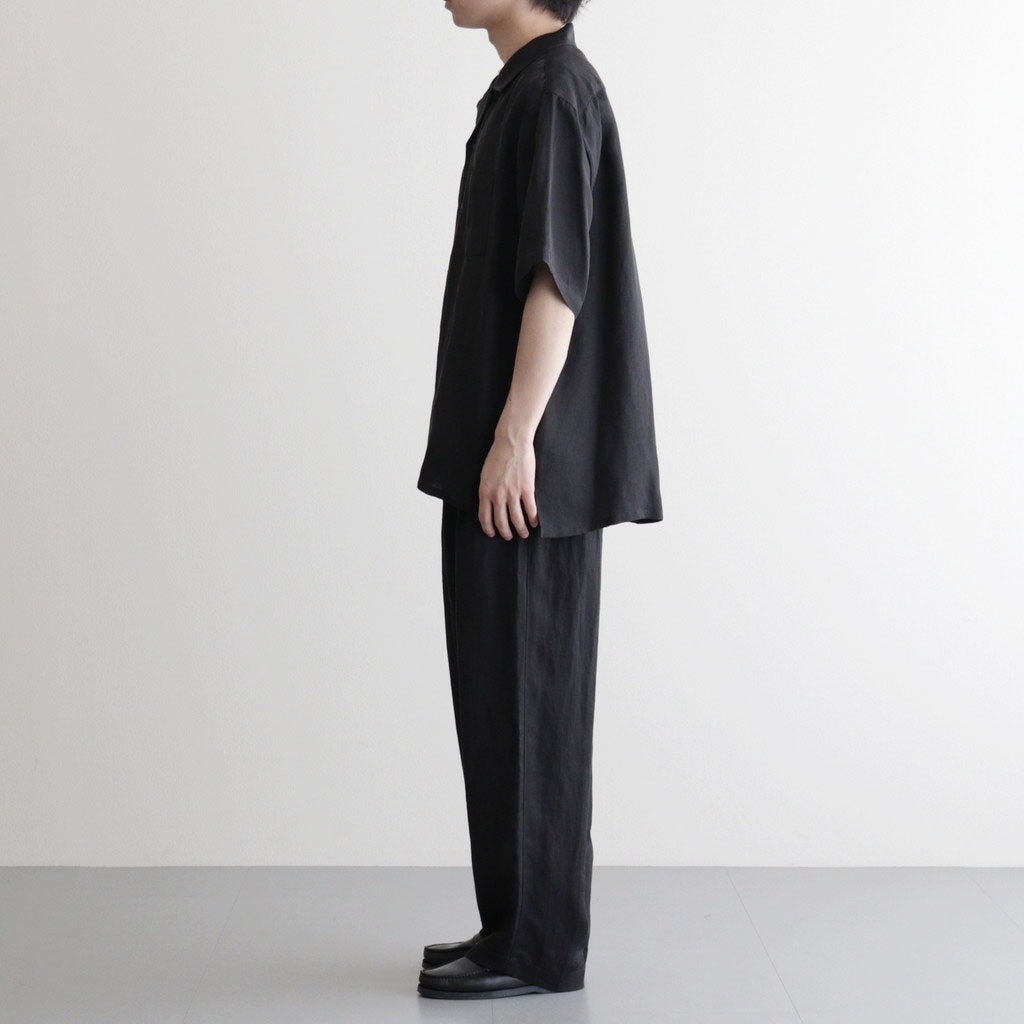 VIS/LI BRIGHT TWILL OPEN COLLAR SS SHIRT #DARK CHARCOAL [ST.1463]