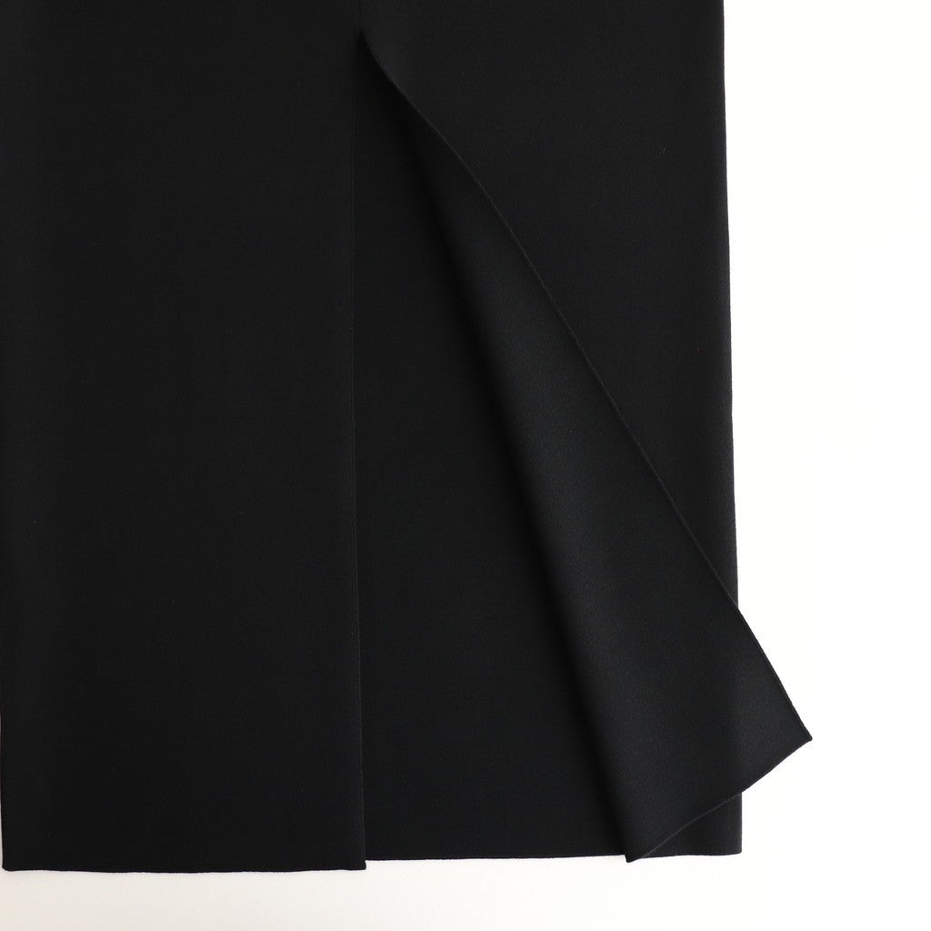 COTTON SILK STRETCH DOUBLE FACE KNIT SKIRT #BLACK [A25SS02WF]