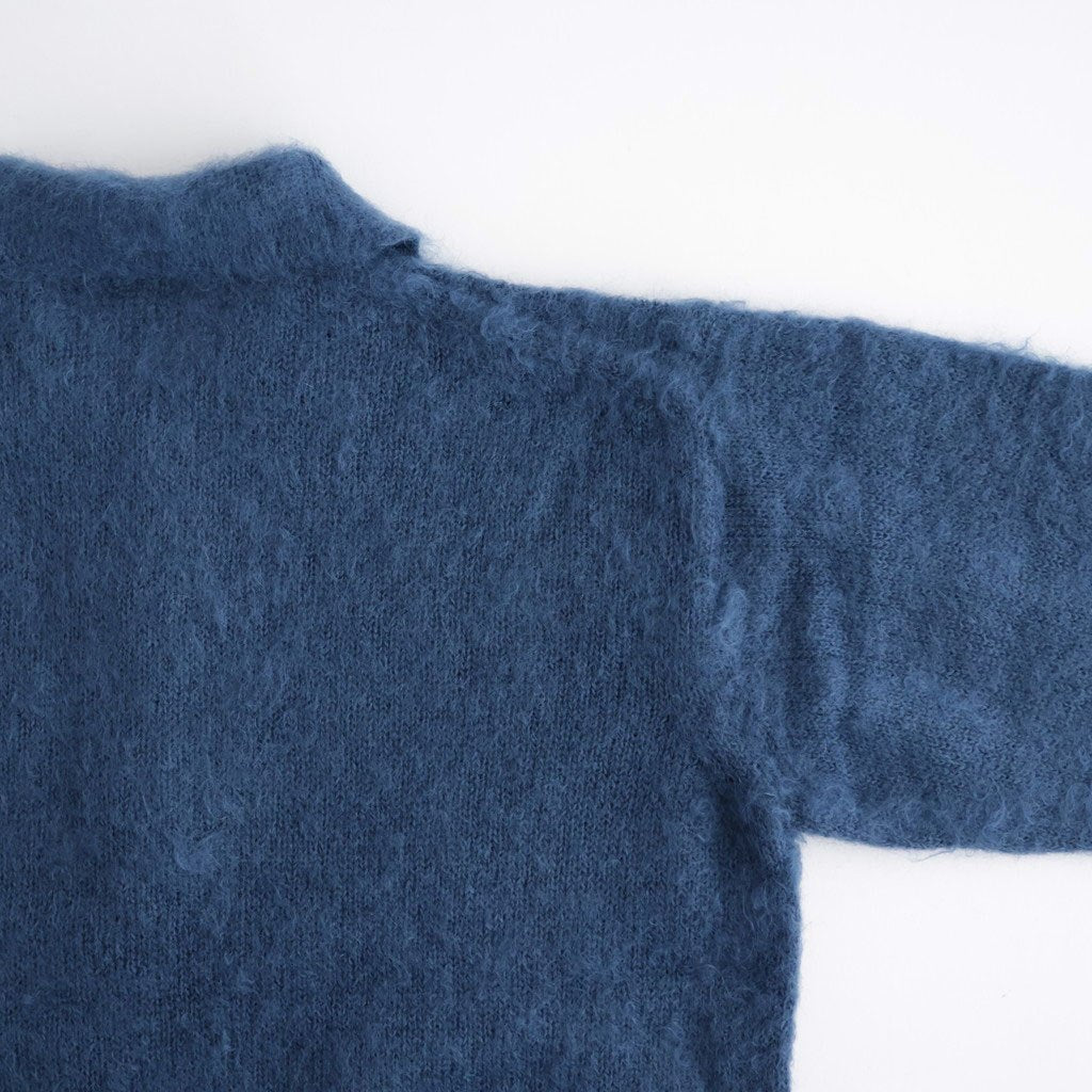 BRUSHED SUPER KID MOHAIR KNIT POLO #LIGHT NAVY [A26AP01KM]