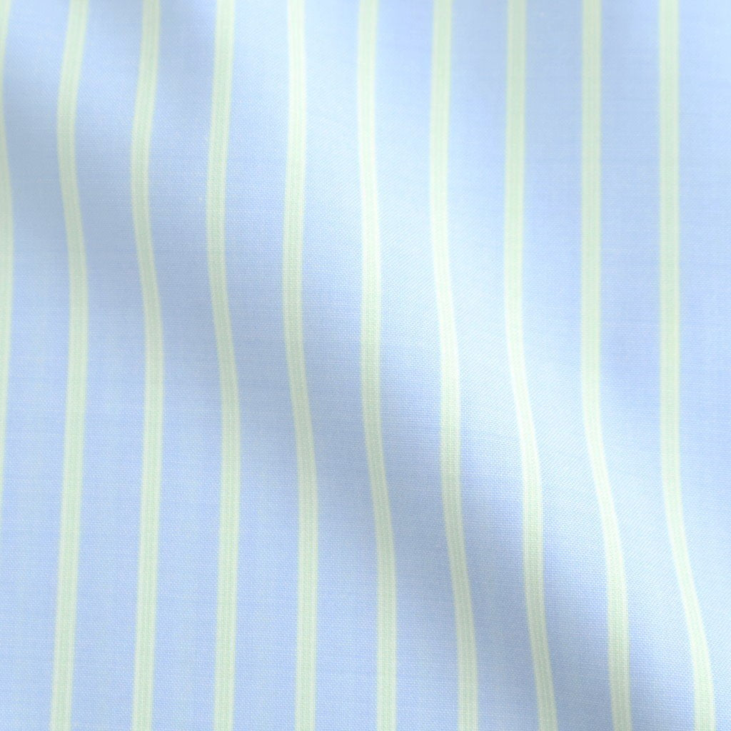 SUPER FINE WOOL STRIPE SHIRT #SAX BLUE LIME STRIPE [A26SS01WW]